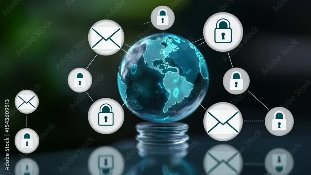 Aufkleber Digital Security Concept: A modern conceptual representation of global digital security, showcasing the intricate web of connected data protection, privacy.