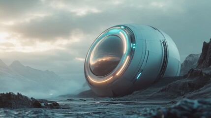 Futuristic Orb in a Desert Landscape
