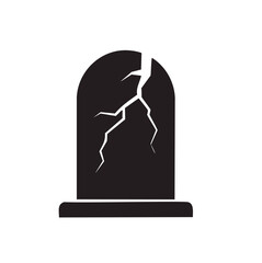 Cracked tombstone halloween spooky grave icon