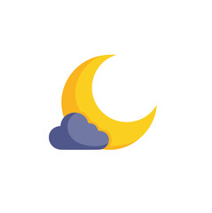 Crescent moon night sky cloud icon design