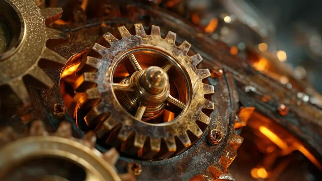 Mechanical Gear System with Industrial Look

