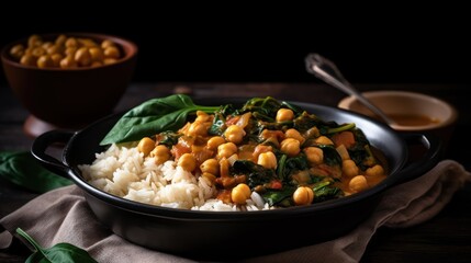 Spiced chickpea dish on rice