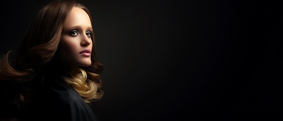 Naklejka premium Woman with styled hair and makeup