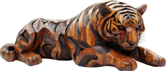 tiger wooden sculpture statue 