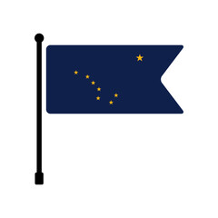 Flag of Alaska. Alaska flag vector illustration icon design. Flagpole flag icon.