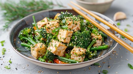 Stir fried tofu and greens dish