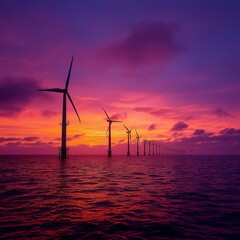 Offshore Wind Farm Sunset