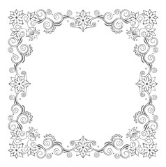 Elegant floral frame design square border template