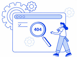 User interface concept with search bar and 404 error notification in speech bubble