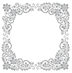 Elegant gray floral frame design square border
