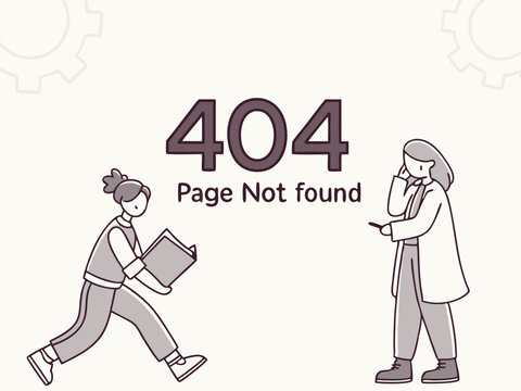 Animated vector frame with blinking 404 page not found error message on screen