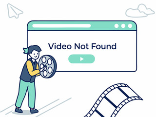 Online learning platform showing 404 error with missing video content placeholder