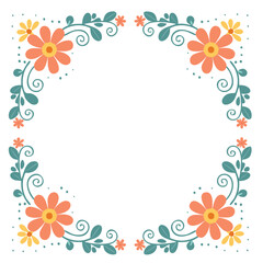 Floral frame design spring summer wedding invitation