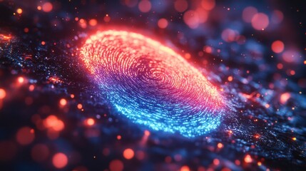 Fingerprint glowing with vibrant light