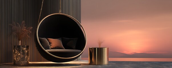 interior swing background swing hanging from the roof in different unique style and in different technological background 