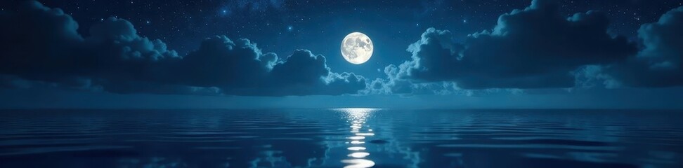 Silvery moonbeams, dark water, smooth texture, mysterious, nature