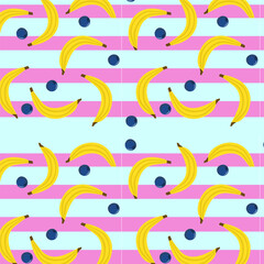 Tropikalny wzór z bananami – letni motyw bezszwowy © Laura