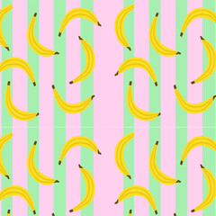 Tropikalny wzór z bananami – letni motyw bezszwowy © Laura