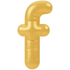 Balloon Letter Lowercase f 3d render icon in gold style minimal isolated on transparent white background	
