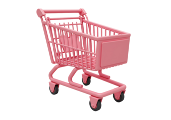 Isolated Pastel Pink Miniature Shopping Cart