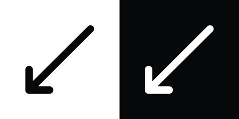 Down left icon collection. line stroke icon. EPS 10