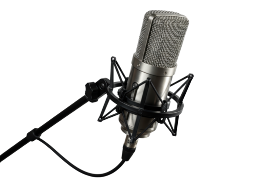 Isolated Professional Studio Microphone on Stand