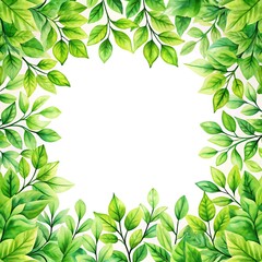 Obraz premium Exuberant Green Leaves Frame Captivating Botanical Beauty and Freshness A Verdant Embrace of Nature's Artistry A Natural Border of Greenery