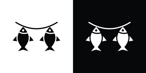 Dried fish icon collection. line stroke icon. EPS 10
