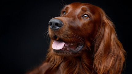 Adorable Irish Setter with Glossy Coat and Friendly Expression
