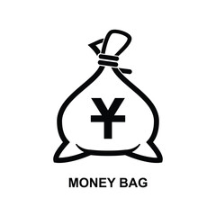 Money bag with yuan icon. Money bag icon. Income growth. Business and finance. Dollar sign. Cash icon. Money icon. Cash back. Investment. Cartoon money bag. Bag of coins. Financial savings. 