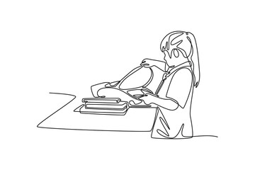 Back to school concept. Single line draw design. Vector graphic illustration