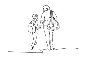 Back to school concept. Single line draw design. Vector graphic illustration