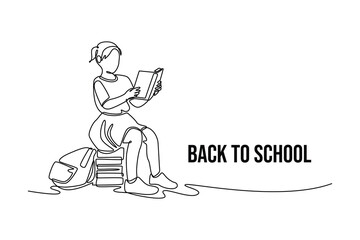 Back to school concept. Single line draw design. Vector graphic illustration