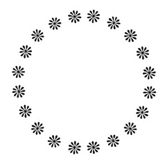 Simple black flower circle frame design element