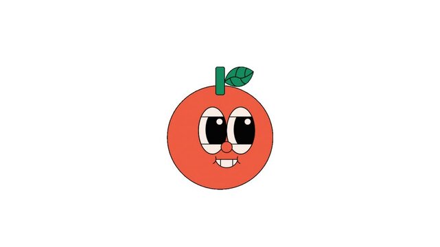 orange fruit animation . cartoon orange icon animation. transparent background. 
