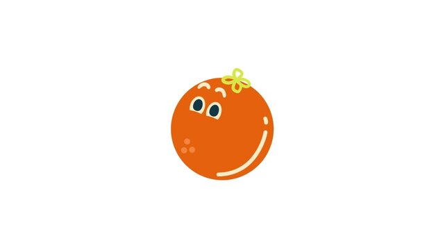 orange fruit animation . cartoon orange icon animation. transparent background. 
