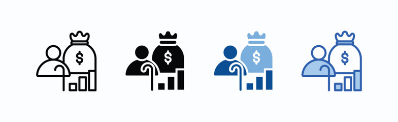 Retirement icon sheet multiple style collection isolated vector