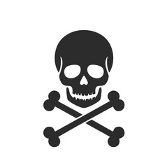 Skull and crossbones danger warning symbol icon