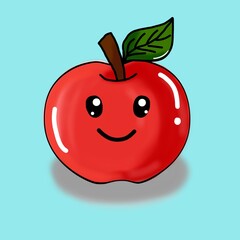 Cartoon image of a smiling red apple