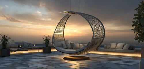 interior swing background swing hanging from the roof in different unique style and in different technological background 