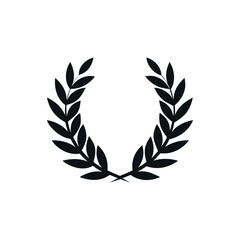 Triumph and Glory concept. A minimalist black laurel wreath silhouette, a classic symbol of victory, honor, and achievement.