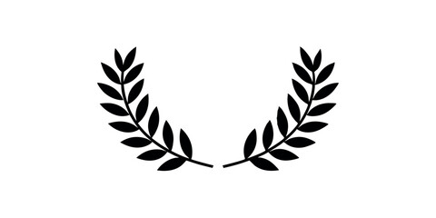 Minimalist black laurel wreath icon. A classic symbol representing victory, triumph, honor, and peace. Vector graphic design concept.