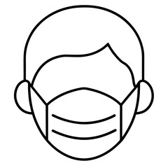 Wearing Mask Icon – Minimal Vector Face Mask Symbol for Health Safety, Medical Protection, Pandemic Prevention, Personal Hygiene, Flat Editable Graphic for Healthcare and Public Awareness