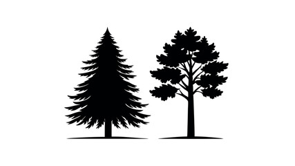 Fototapeta premium Majestic Evergreen Silhouettes Fir and Pine Tree Vector Illustrations, Perfect for Nature Designs, Logos, and More