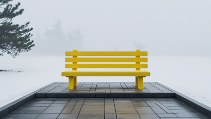 An empty wooden bench sits peacefully in a park, sometimes covered in snow, inviting relaxation outdoors