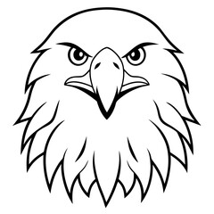 Bald Eagle Head Icon – Minimal Vector American Symbol of Freedom, USA National Bird Outline for Patriotic Designs, Wildlife Illustrations, Independence Day Graphics, Editable Clipart