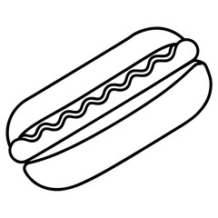 Hotdog Icon in Bun – Minimalist Vector Fast Food Illustration, Snack Symbol for Menu Design, Food Delivery, BBQ Graphics, Street Food Concept, Editable Isolated Clipart