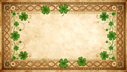 Celtic Shamrock Border Parchment.