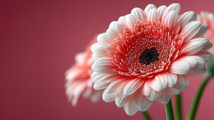 White flower on pink background, minimalist floral elegance and delicate beauty