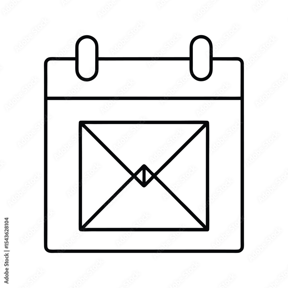 Poster simple calendar icon with envelope inside representing email correspondence and appointment scheduli